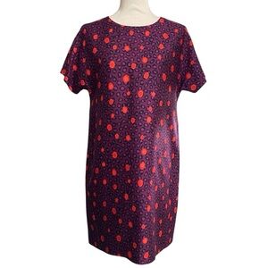 LK Bennett Dr Joenne Animal Print Shift Dress Size 8 Burgundy Silk Blend